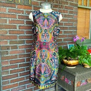 Nanette Lepore silk jewel tones sleeveless shift dress w/pockets. Size 8 USA